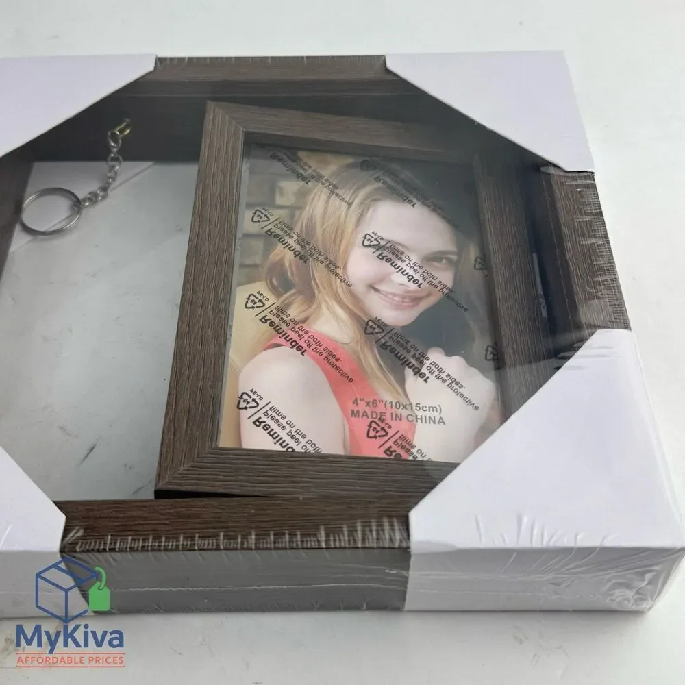 Photo Frame Wooden 4x6 Inch Gift Frame with Key Ring Brown